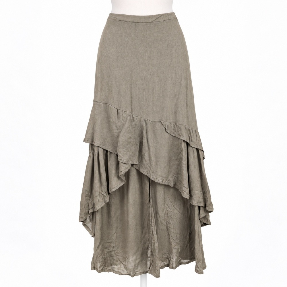 Asymmetrical Ruffle Gauze Maxi Skirt Size M Green Fairy Grunge Whimsigoth Boho